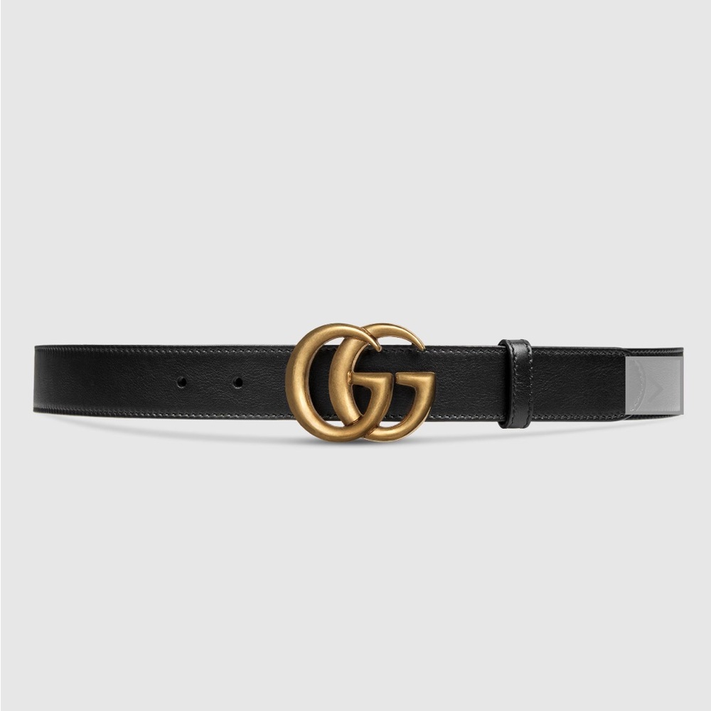 Gucci Black Belt with Gold GG Emblem